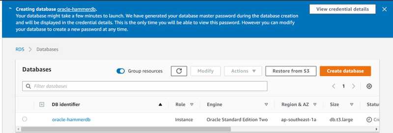 17 rds create database